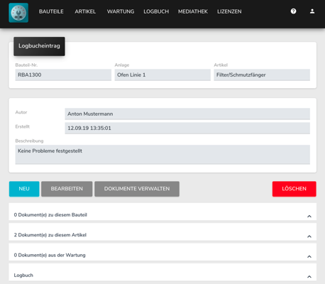 Logbuch bearbeiten